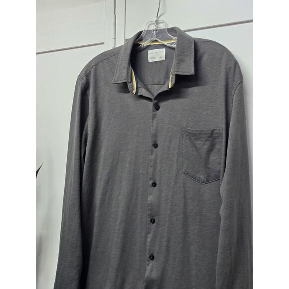 Day & Age Knit Button Down Long-Sleeve Woven Slub Collared Char Size Large Mens - Picture 2 of 6